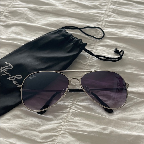 Ray-Ban Silver Frame Sunglasses with Purple Lenses - Picture 1 of 4